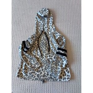 No Boundaries Girls Leopard Print Fleece Hoodie Gray Black Size L 11-13
